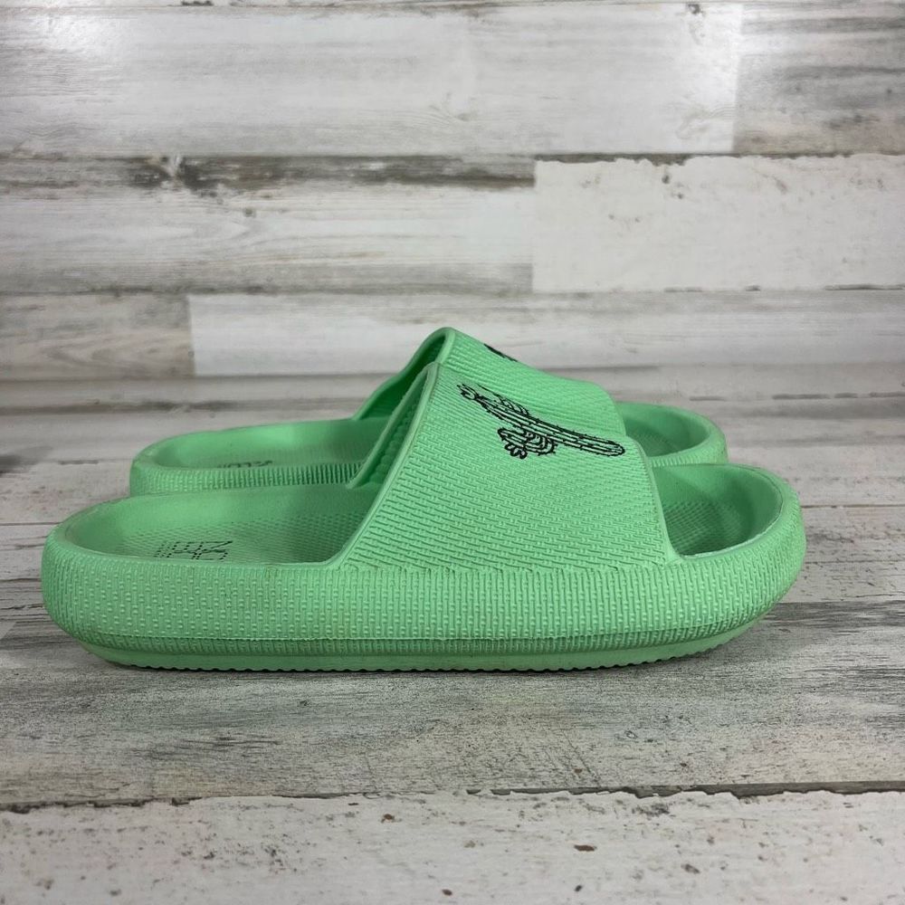 NOBO Womens Slide Summer Slippers Comfort Slip On Cactus Print Green‎ Size 7